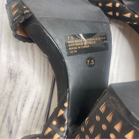 Plume by Farylrobin Black Slingback Chunky 4'' Pumps Block Heels Womens Size 7.5 - Picture 3 of 9